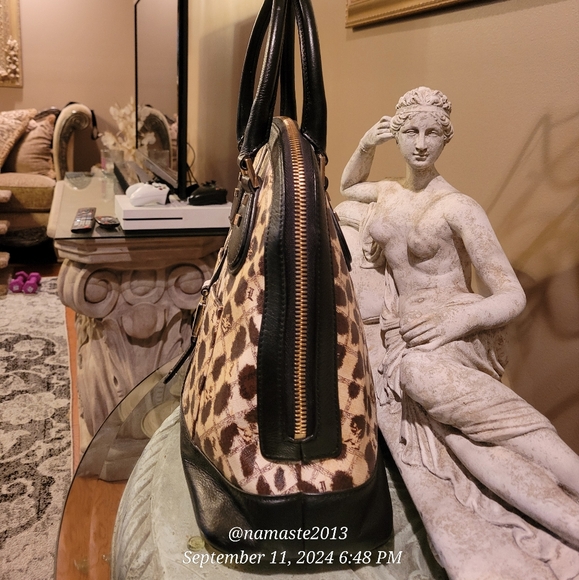 L.A.M.B. Gwen Stefani Leopard Kingston Dome Bowler Bag Designer Leather #41 - Picture 4 of 16